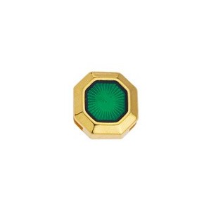 Passant octogonal de 14mm en zamak couleur or émaillé vert