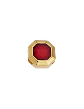 Passant octogonal de 14mm en zamak couleur or émaillé rouge