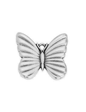 Pampille papillon de 25mm en métal placage argent
