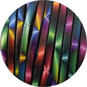 Cuir plat 3mm fantaisie imprimé kaléidoscope multicolore en vente au cm