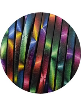 Cuir plat 3mm fantaisie imprimé kaléidoscope multicolore en vente au cm