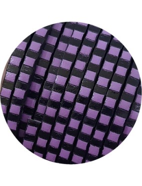 Cuir plat 3mm rayé lilas et noir en vente au cm