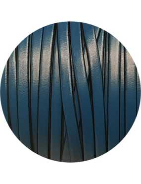 Cordon de cuir plat 5mm bleu vendu à la coupe au cm