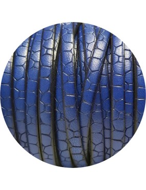 Cuir plat de 5mm fantaisie avec relief croco bleu électrique en vente au cm