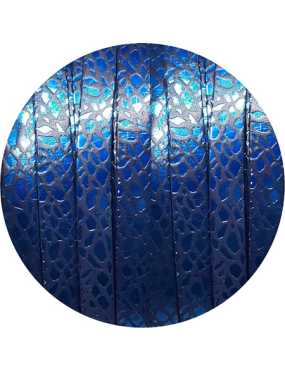 Cuir plat de 10mm avec relief bleu électrique métal et bleu en vente au cm