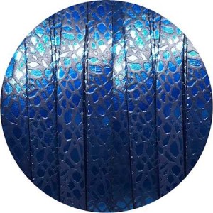 Cuir plat de 10mm avec relief bleu électrique métal et bleu en vente au cm