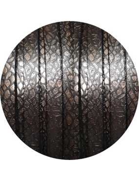 Cuir plat de 10mm avec relief bronze métal et noir en vente au cm