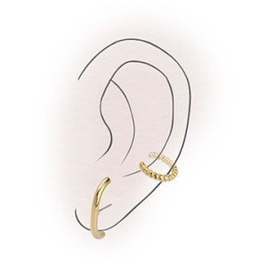 Boucle d'oreille ear cuff twisted de 11mm en couleur or